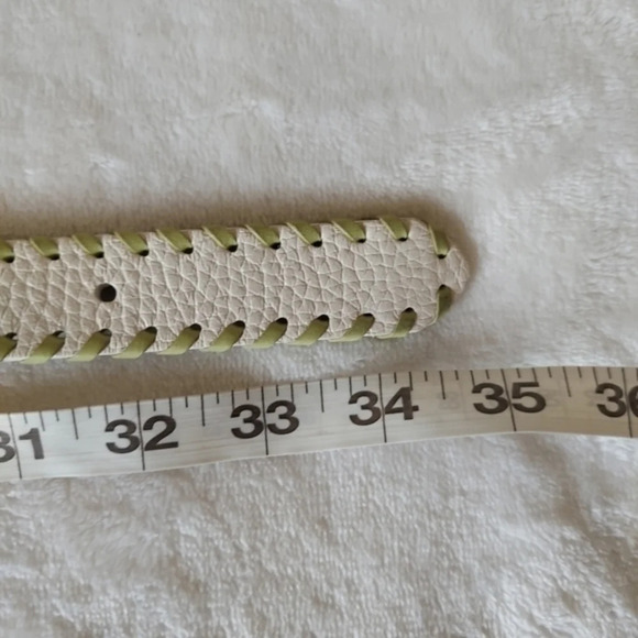 Brighton White Leather Belt Whipstitched‎ with various colors silver hard S/M - Picture 7 of 9